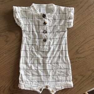 White Grid Pattern Baby Romper- Lou Lou & Company Newborn